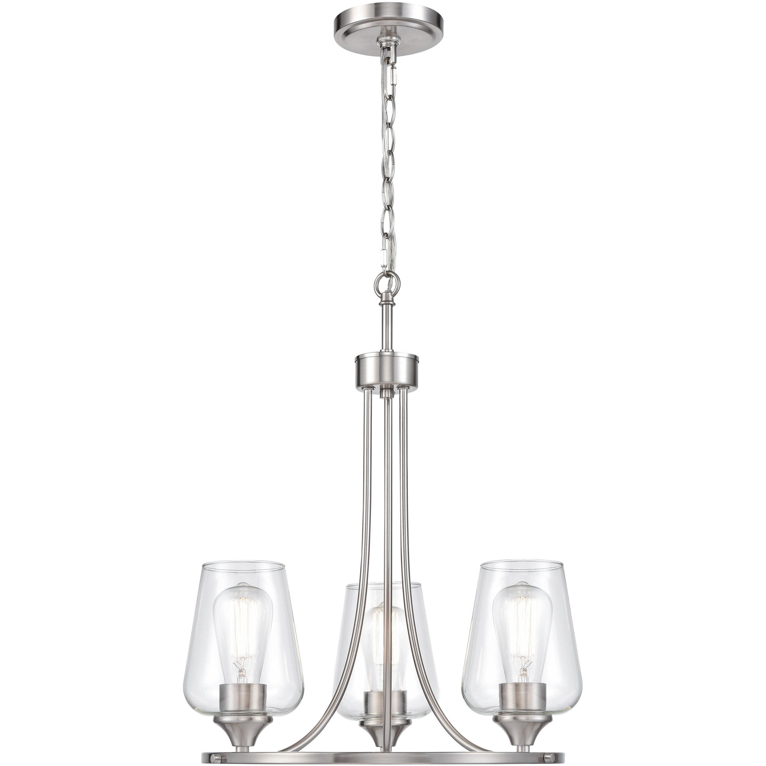 Ashford 3 Light 18 inch Brushed Nickel Chandelier Ceiling Light